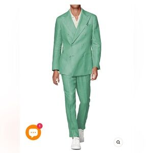 Men's Green Double-Breasted Suit